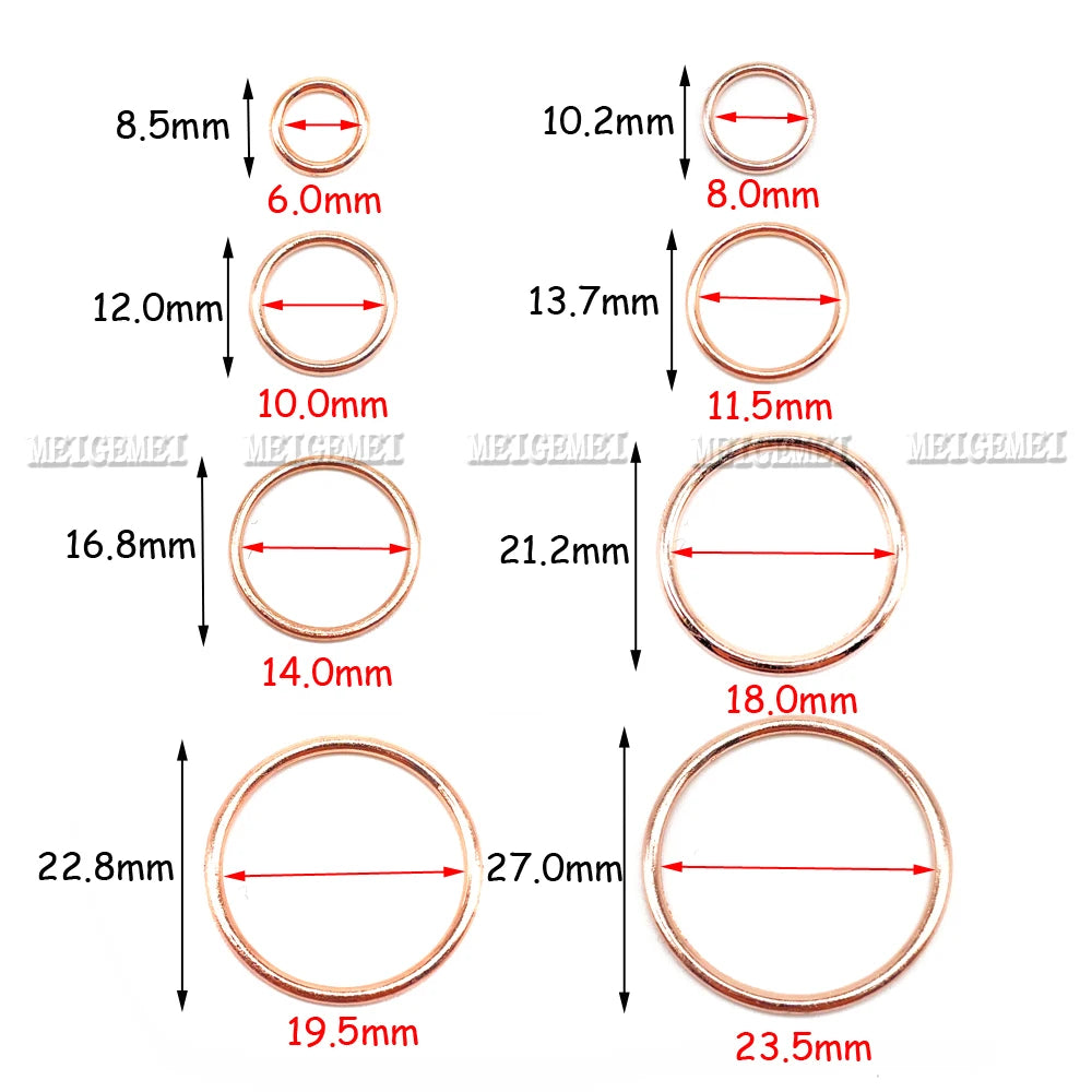 100-Pack Metal Bra Rings & Sliders - Strap Adjusters for Lingerie & Bra Making (6-25mm)