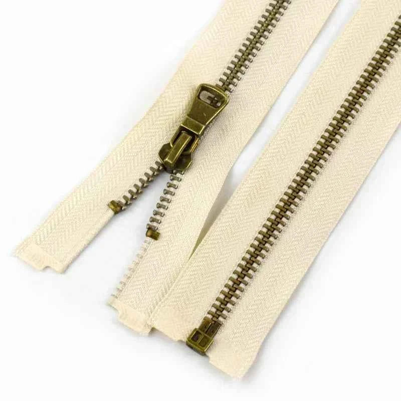 2-5 Pack 5# Bronze Metal Zippers - 50-70cm Open-End Zippers for Jackets & Garments