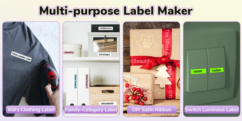 P12 PRO Label Maker Machine - Bluetooth Inkless Label Printer for Fabric & Satin Ribbon