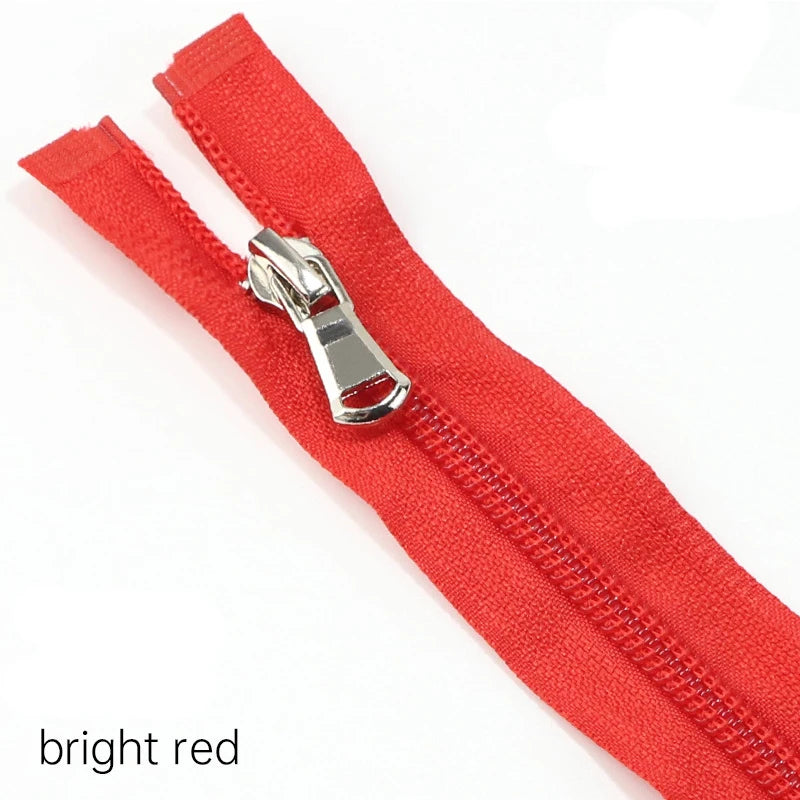 5-Pack Nylon Open-End Zippers - 40-80cm Lightweight Zippers for Jackets & Garments