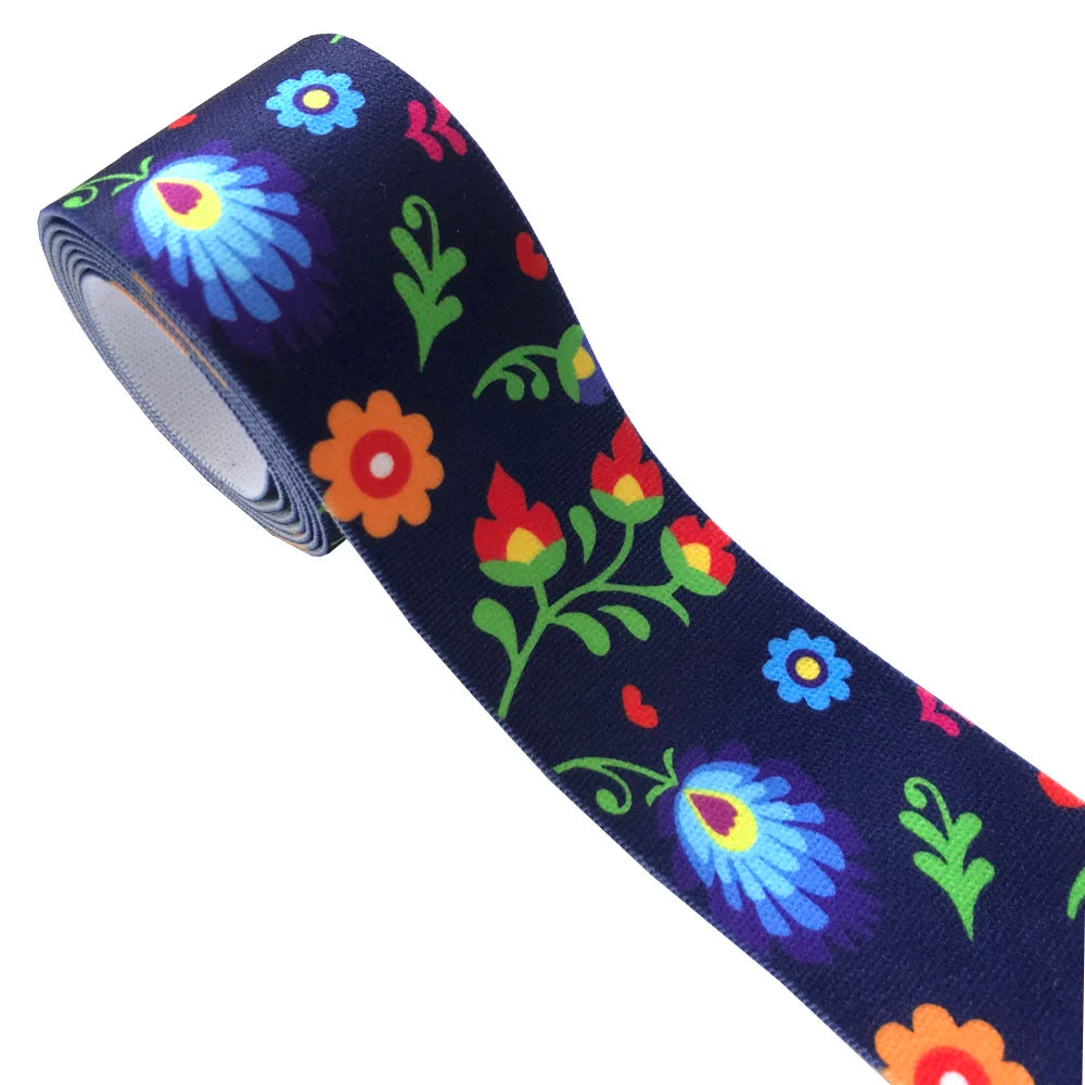 Printed Floral Decorative Elastic - 25mm & 38mm Flowery Waistband Elastic - 2, 5 & 10 Metre Lots