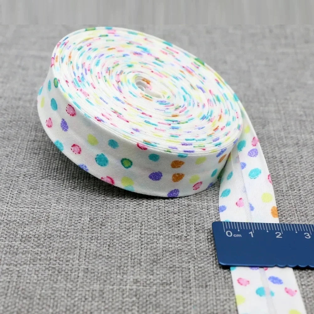 20mm Dot Print Bias Binding Tape 5m or 10m - Cotton Bias Tape for Sewing & Crafts