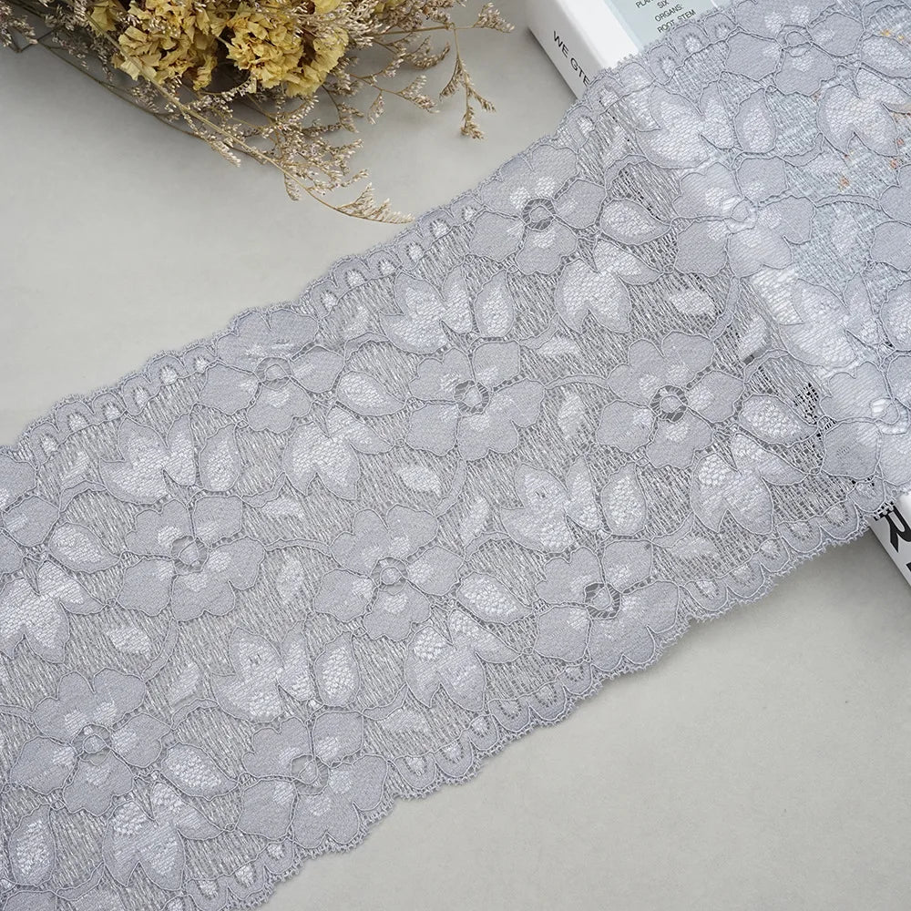 1 Meter Wide Elastic Lace 16cm - Stretchy Floral Embroidered Lace for Clothing & Skirts