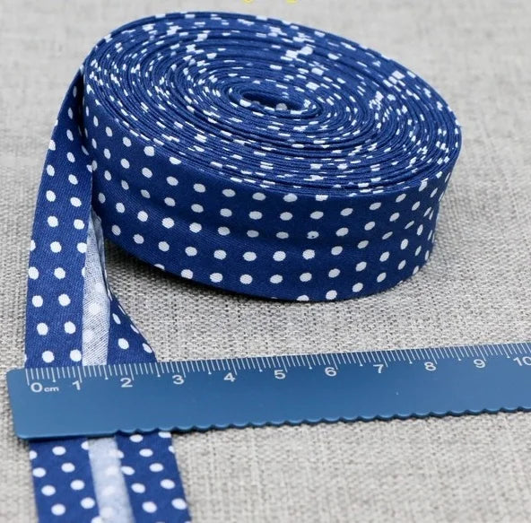 Cotton Bias Binding Tape 20-25mm x 5m - Printed Dots, Stripes & Tartan Patterns