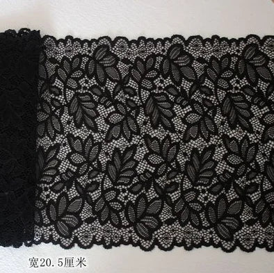 1 Meter Black Elastic Lace Trim - Floral Stretch Lace for Lingerie & Garments