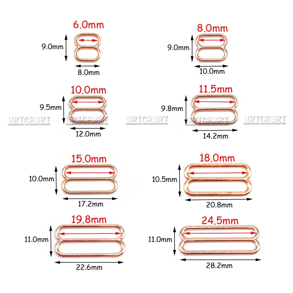 100-Pack Metal Bra Rings & Sliders - Strap Adjusters for Lingerie & Bra Making (6-25mm)