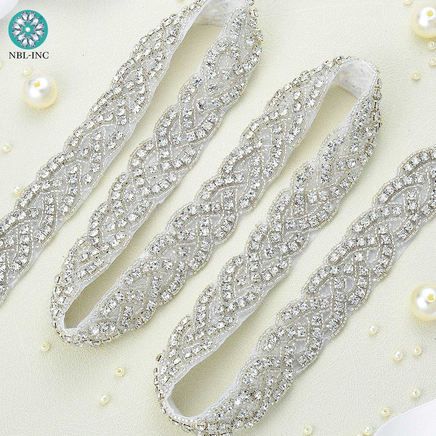 (1 YARD) Silver clear bridal beaded crystal rhinestone applique trim belt gold sewing iron on for wedding dress clothing WDD0278