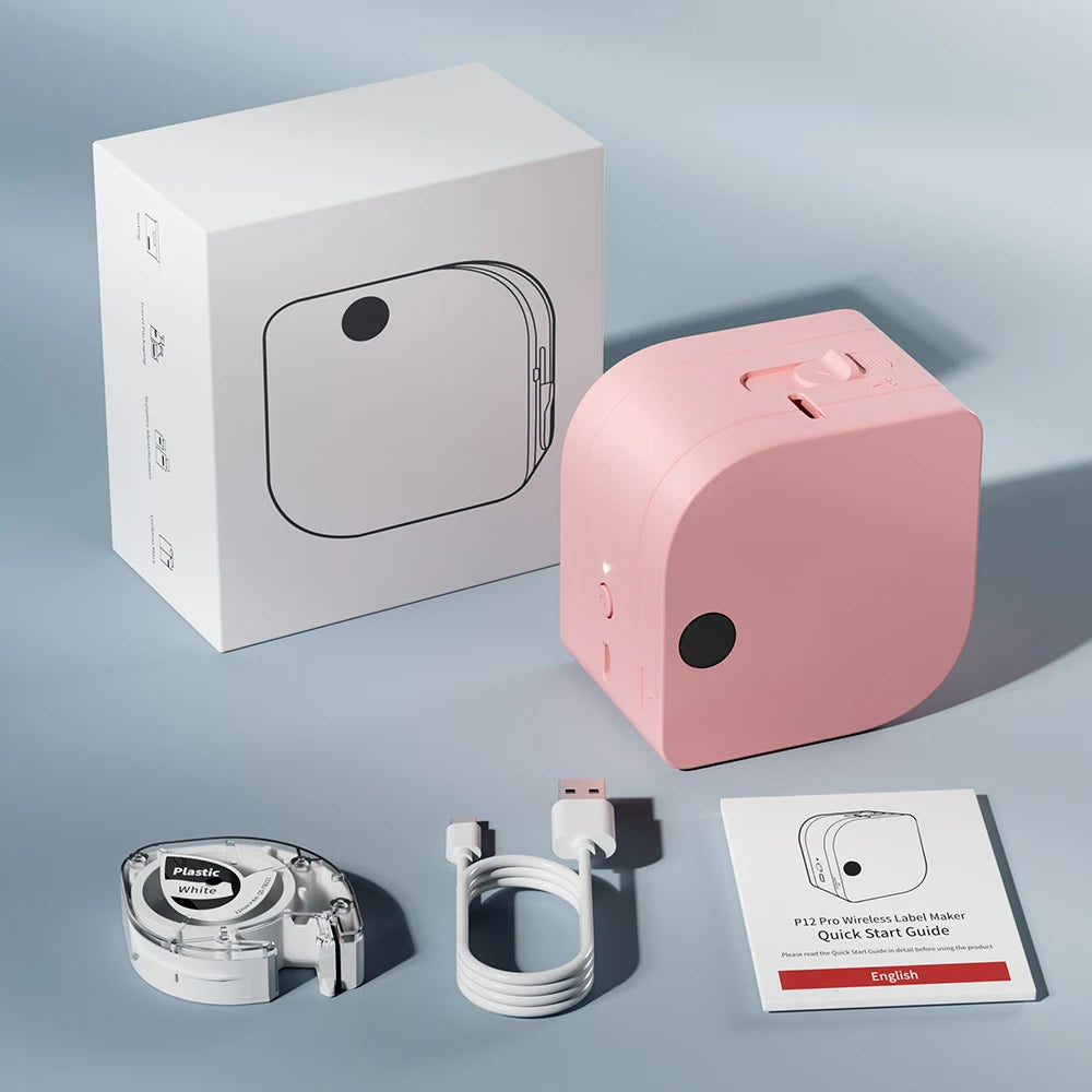 P12 PRO Label Maker Machine - Bluetooth Inkless Label Printer for Fabric & Satin Ribbon