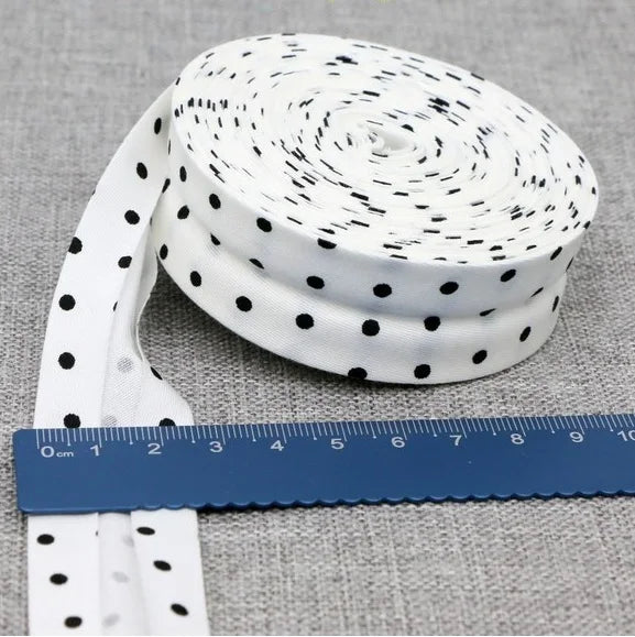 Cotton Bias Binding Tape 20-25mm x 5m - Printed Dots, Stripes & Tartan Patterns
