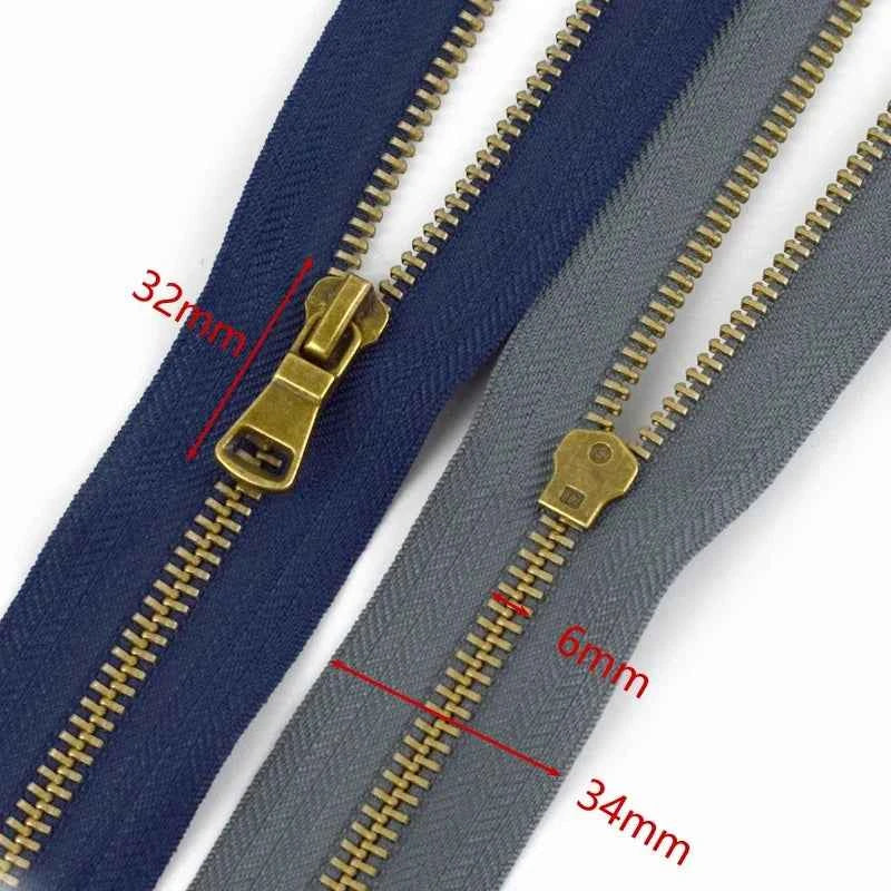 2-5 Pack 5# Bronze Metal Zippers - 50-70cm Open-End Zippers for Jackets & Garments