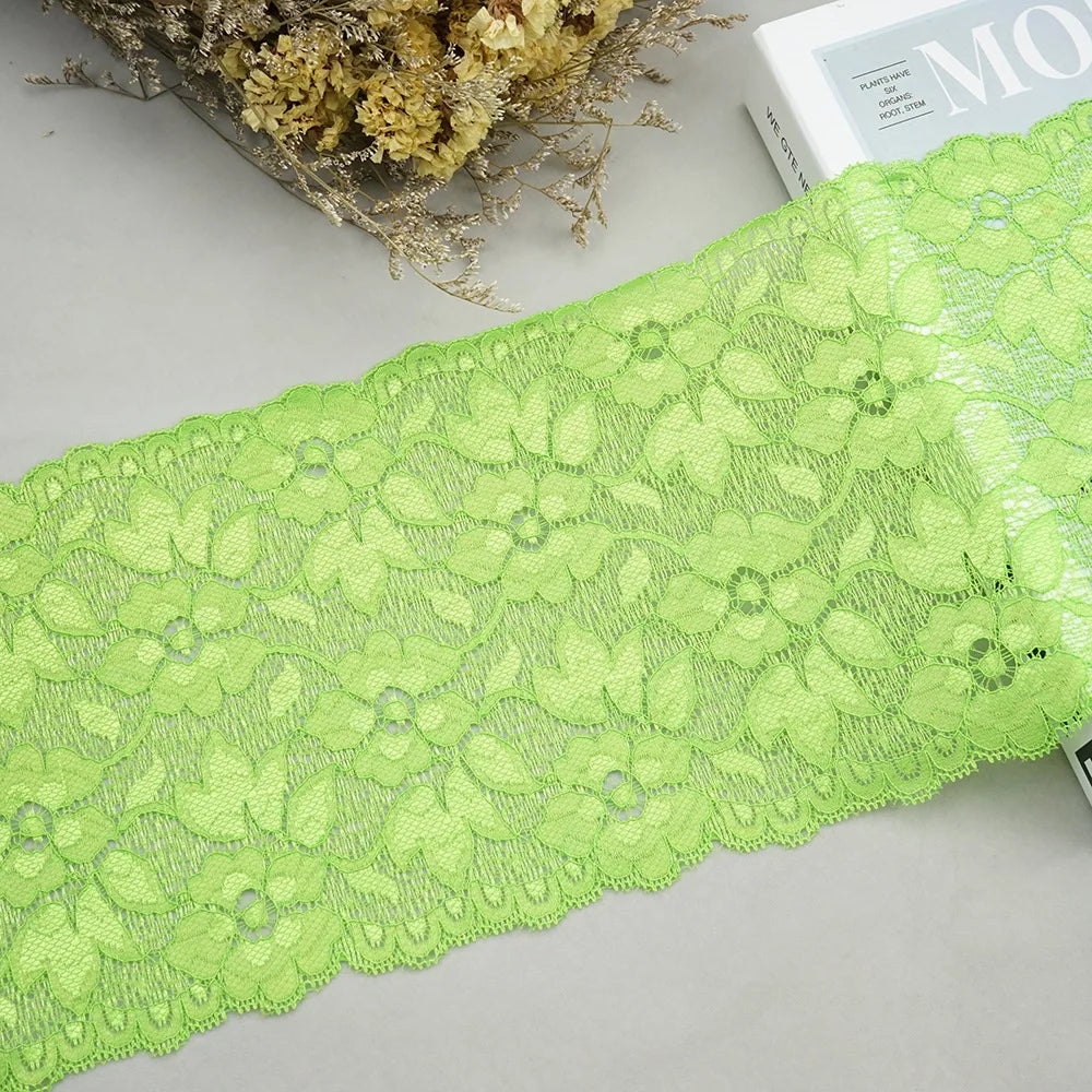 1 Meter Wide Elastic Lace 16cm - Stretchy Floral Embroidered Lace for Clothing & Skirts