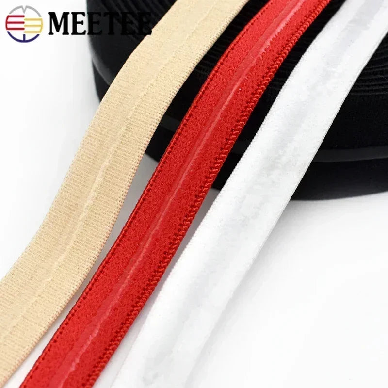 5 or 10 Meters Bra Strap Elastic with Silicone Non-Slip Strip (8-25mm)
