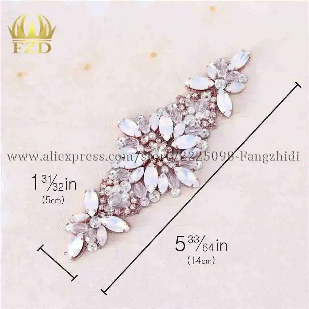 (1 piece) Sew On Strass Applique Rhinestone For Wedding Belt Pearl Patch Crystals Iron On Glass For Bridal Headband Trim