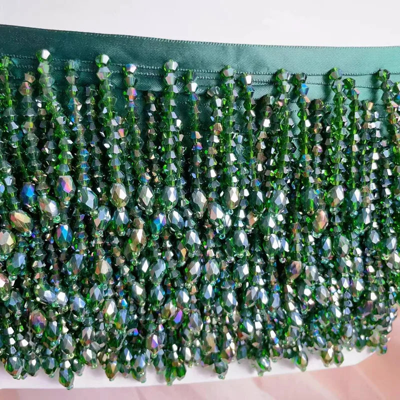 Crystal Tassels Beaded Lace Trim - 1-9 Yards Luxury Hanging Bead Fringe for Clothing & Decor