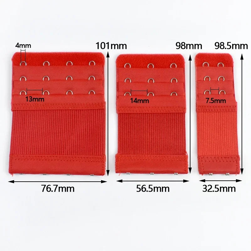 Bra Strap Extension 3-Row Hook & Eye - Adjustable Bra Extenders (2/5/10 Pack)