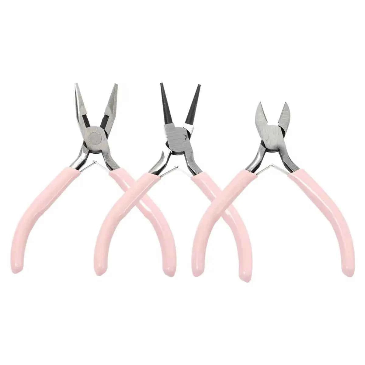 Portable Metal Pliers Tool Set - 3 or 5 Piece Jewelry Making Kit for Beading & Crafts