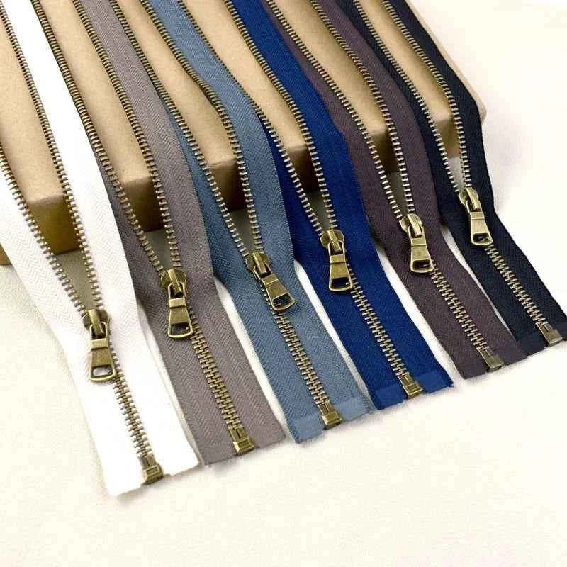 2-5 Pack 5# Bronze Metal Zippers - 50-70cm Open-End Zippers for Jackets & Garments
