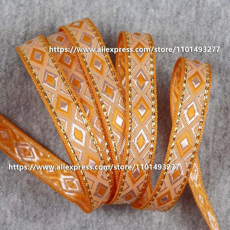 12mm Vintage Ethnic Embroidery Jacquard Ribbon - Decorative Webbing Tape for Bags & Clothing