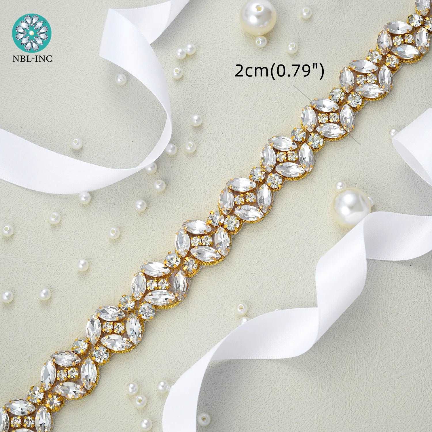 (1 YARD) Silver clear bridal beaded crystal rhinestone applique trim belt gold sewing iron on for wedding dress clothing WDD0278