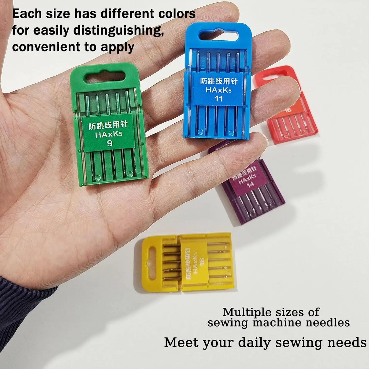 5-Pack Universal Needles for Domestic Sewing Machines - Anti-Skip (Singer, Brother, Janome)