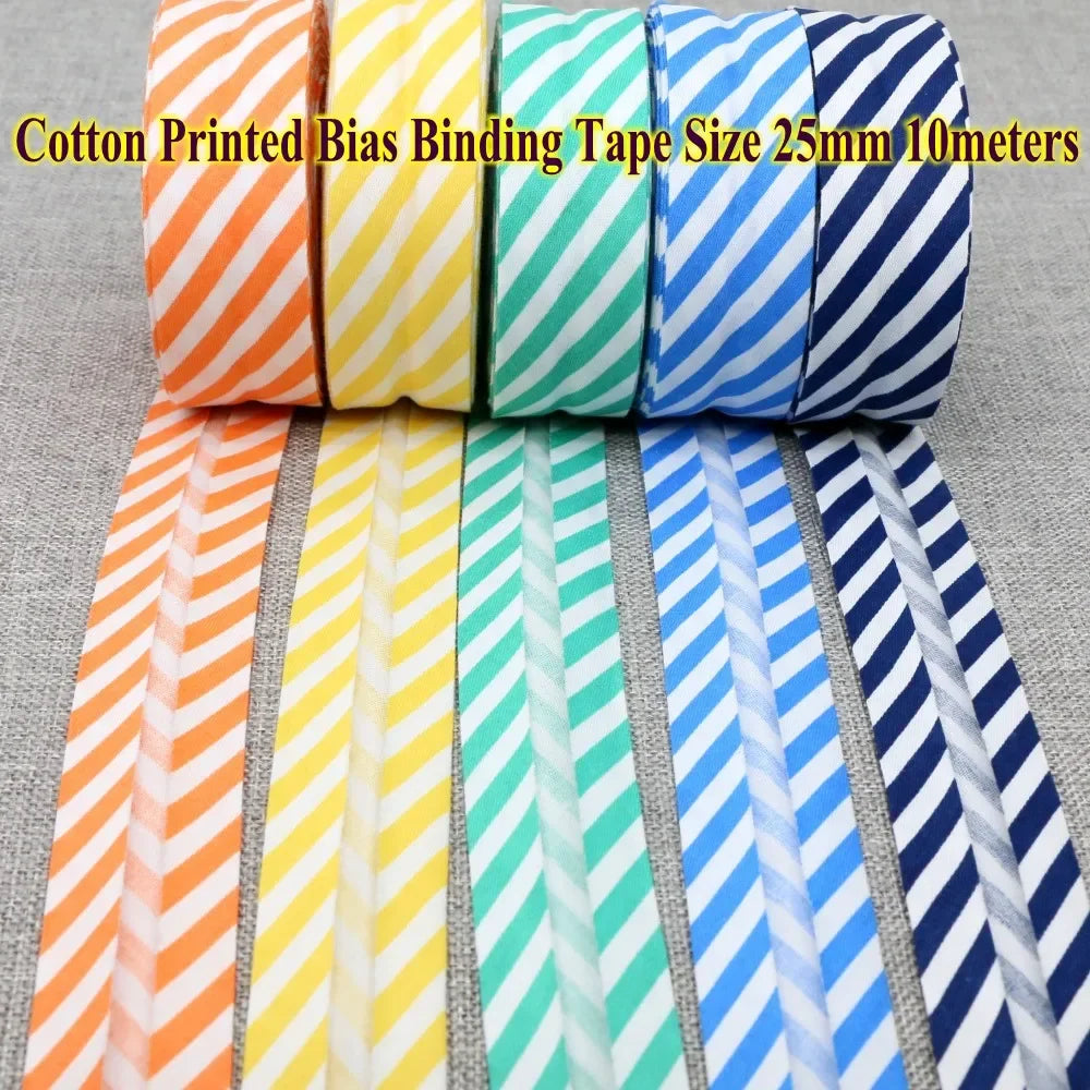 Cotton Bias Binding Tape 20-25mm x 5m - Printed Dots, Stripes & Tartan Patterns