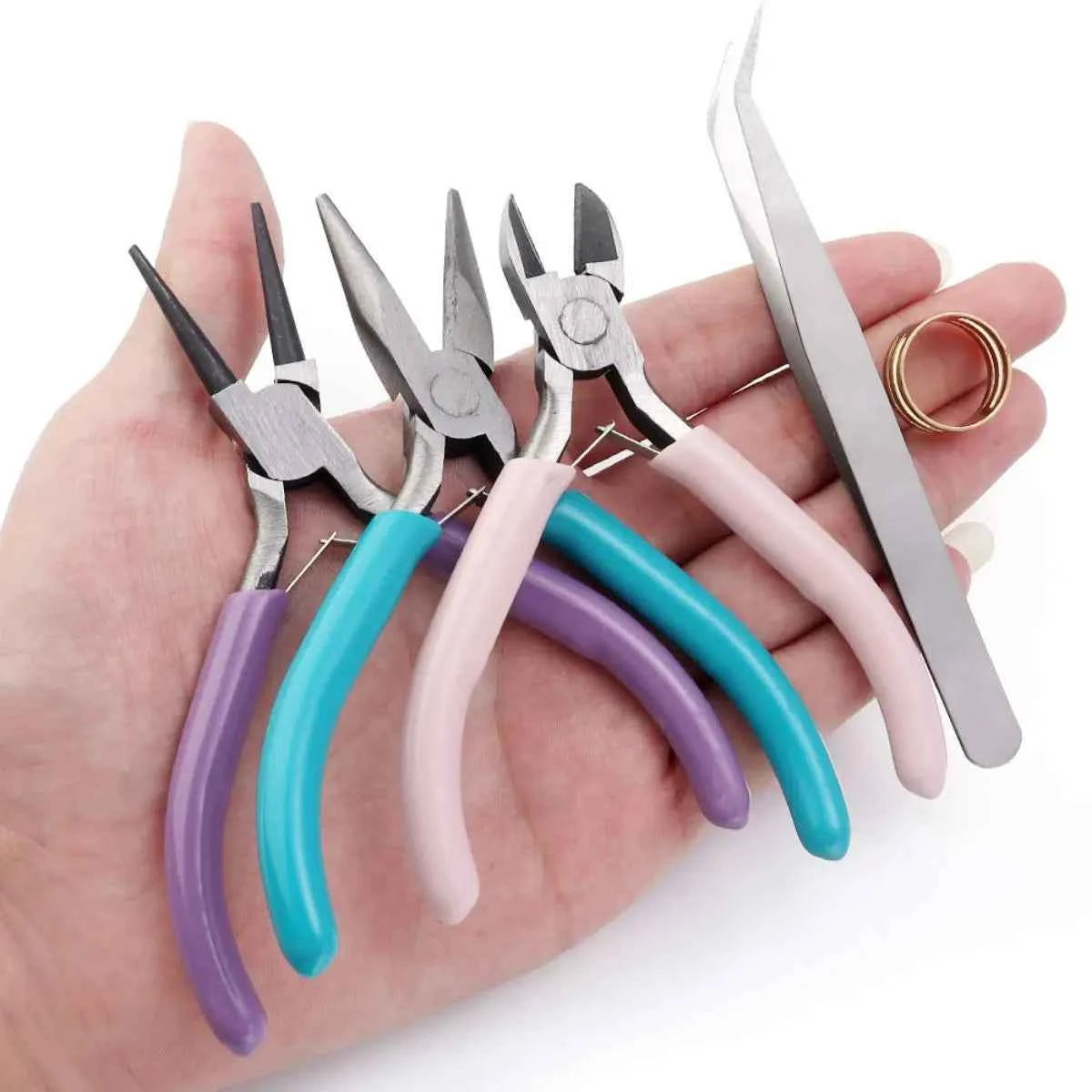 Portable Metal Pliers Tool Set - 3 or 5 Piece Jewelry Making Kit for Beading & Crafts