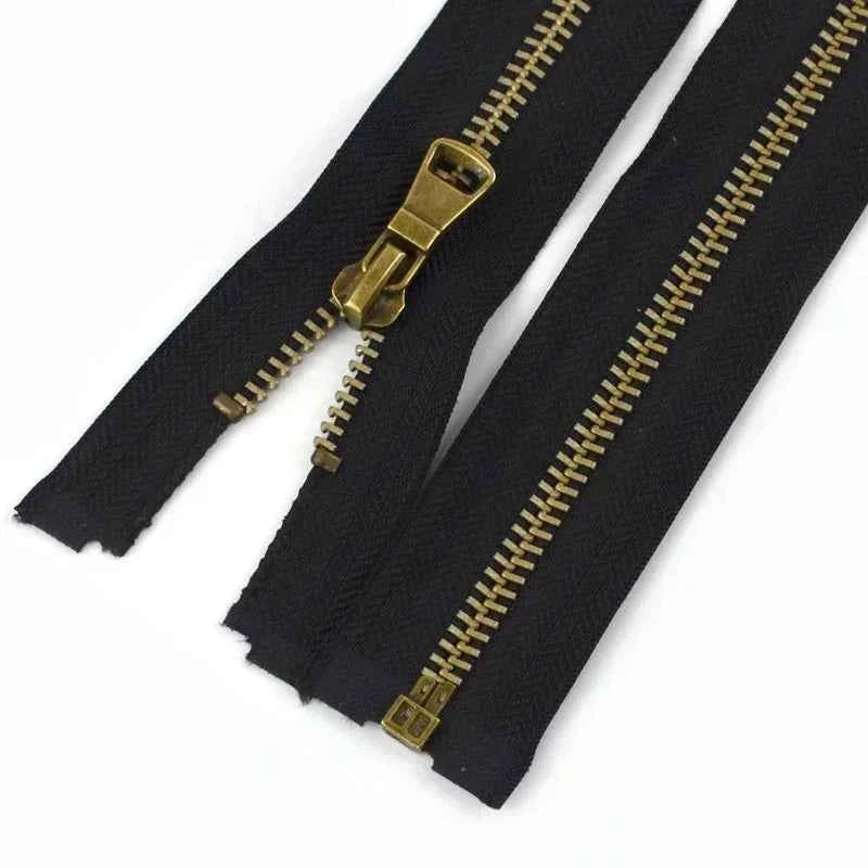 2-5 Pack 5# Bronze Metal Zippers - 50-70cm Open-End Zippers for Jackets & Garments
