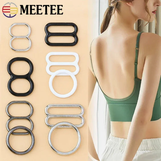 50 Sets O-Ring Metal Bra Buckles - Strap Connectors for Lingerie & Swimwear (6-15mm)