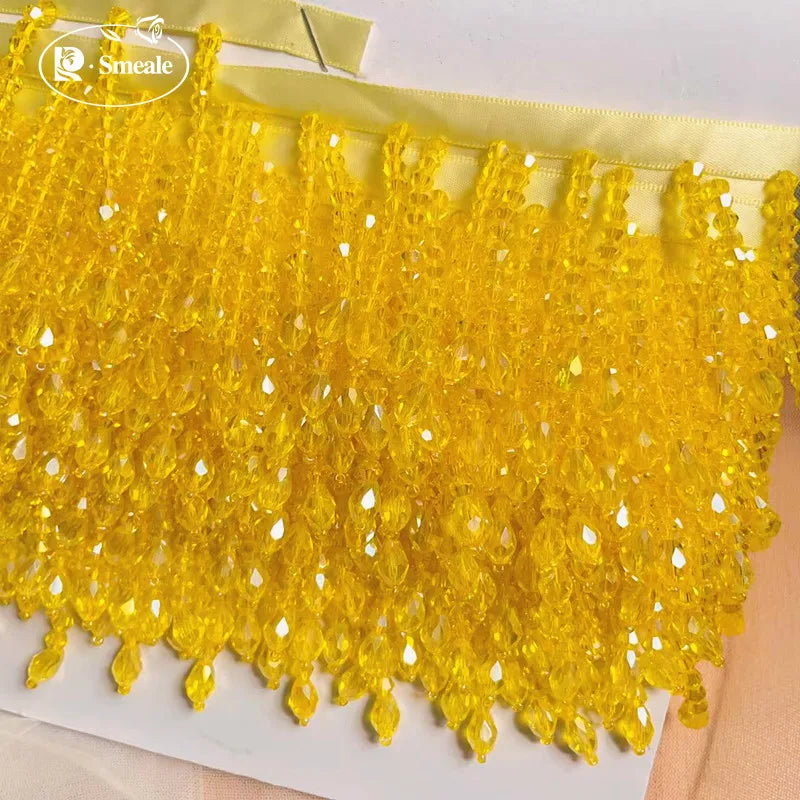 Crystal Tassels Beaded Lace Trim - 1-9 Yards Luxury Hanging Bead Fringe for Clothing & Decor