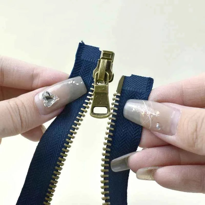 2-5 Pack 5# Bronze Metal Zippers - 50-70cm Open-End Zippers for Jackets & Garments