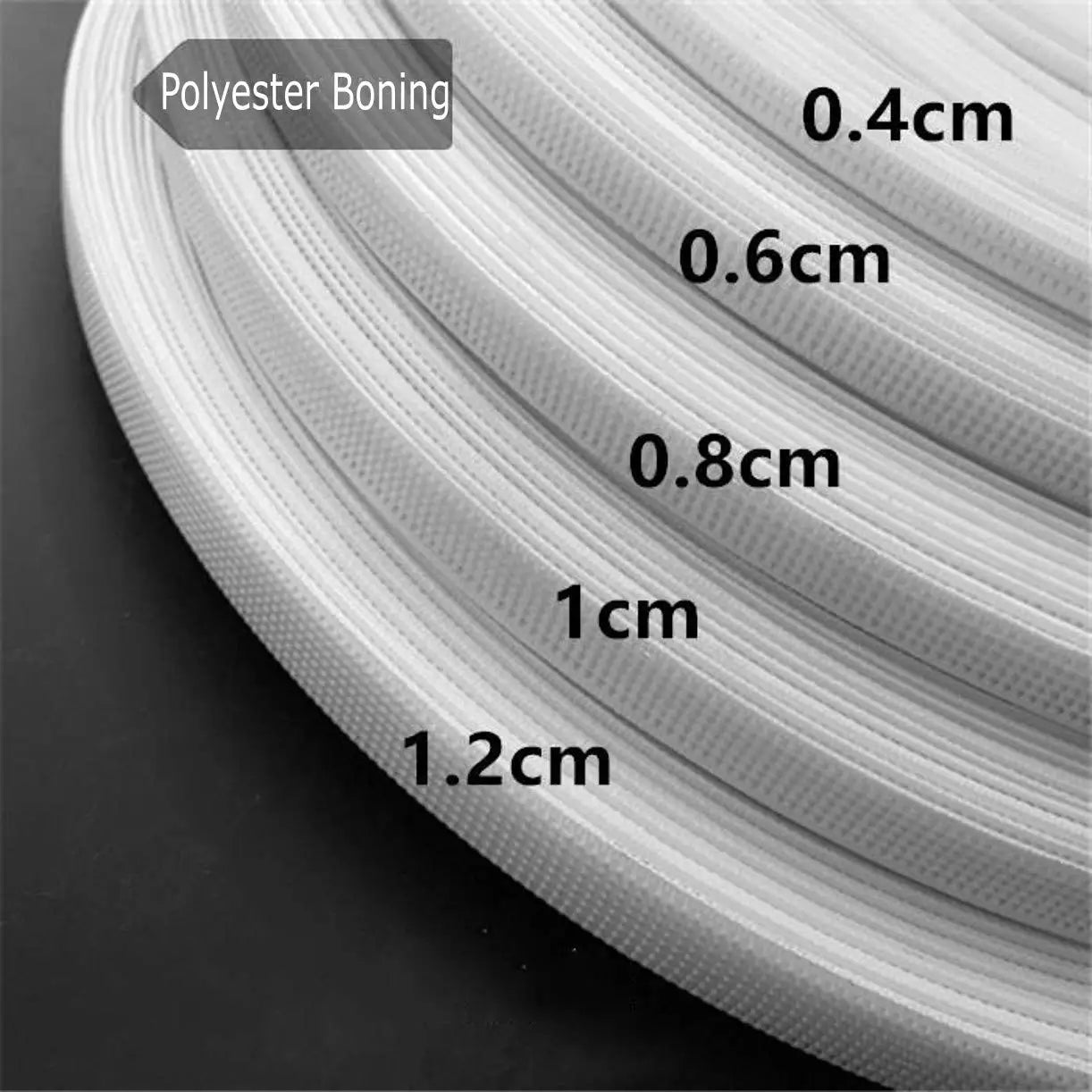 Polyester Boning 50 Yards - Multiple Widths (6mm-12mm) for Corsets, Bras & Wedding Dresses