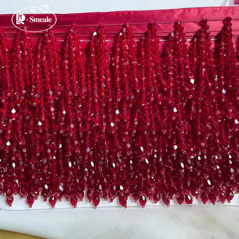 Crystal Tassels Beaded Lace Trim - 1-9 Yards Luxury Hanging Bead Fringe for Clothing & Decor