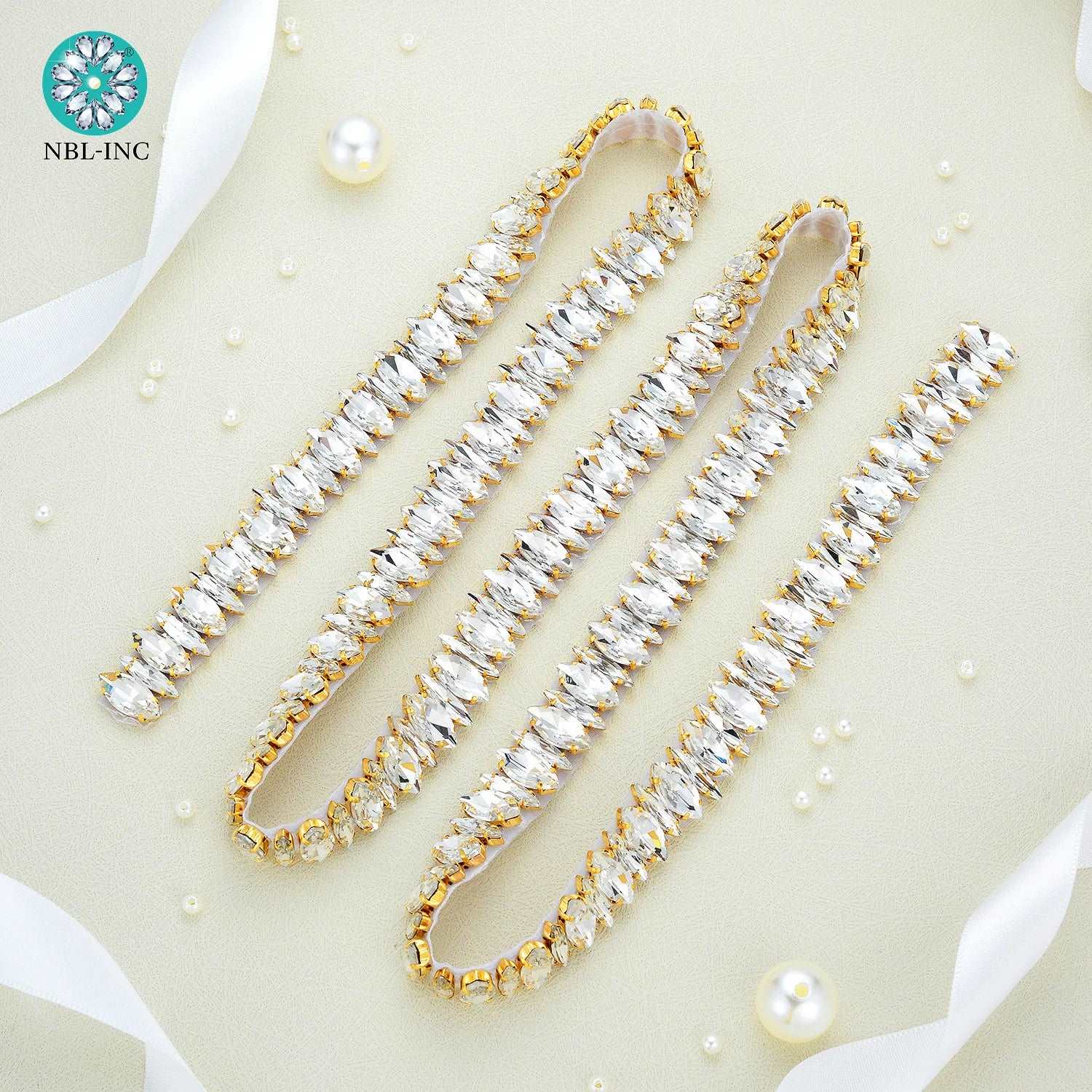 (1 YARD) Silver clear bridal beaded crystal rhinestone applique trim belt gold sewing iron on for wedding dress clothing WDD0278