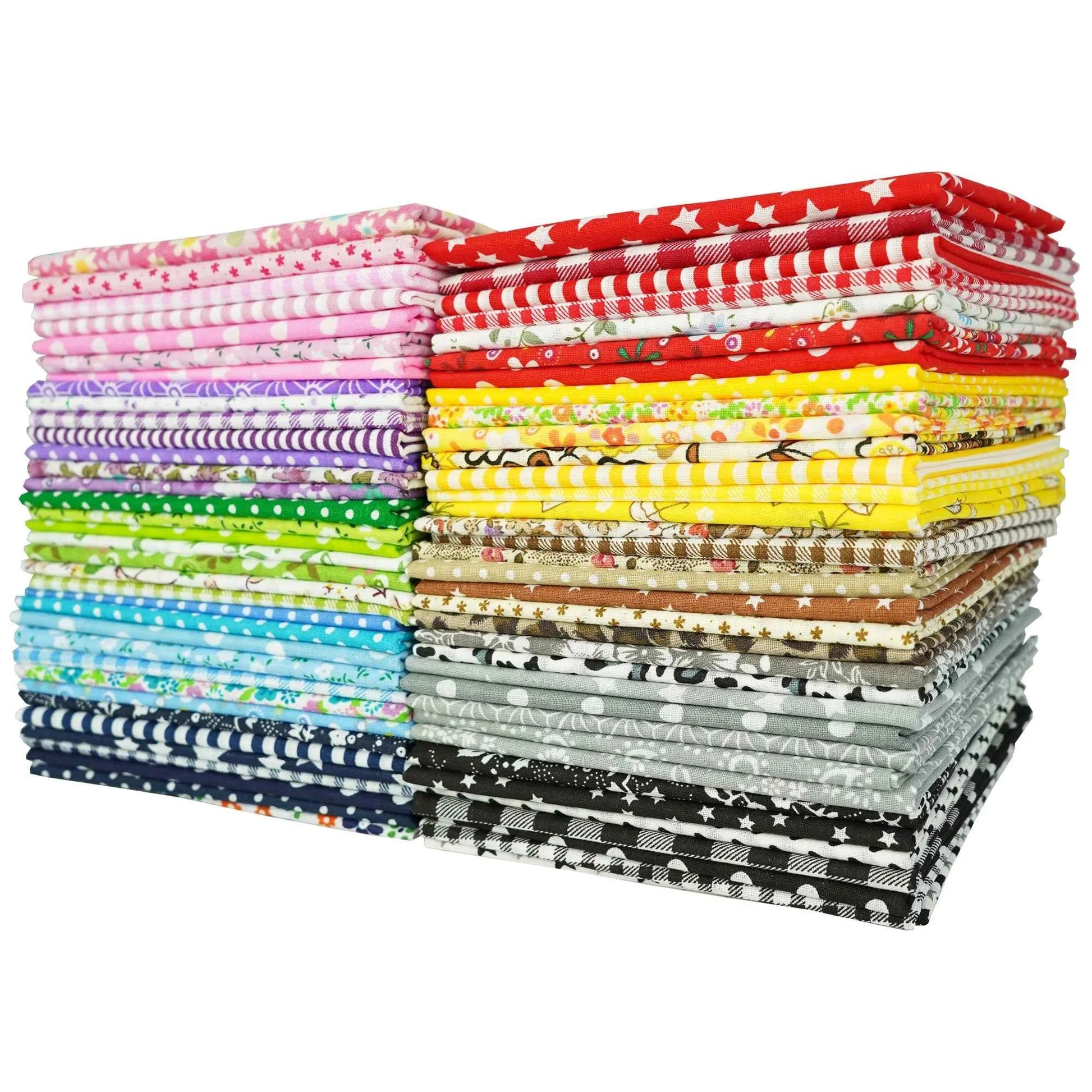 7-Pack Cotton Fabric Squares - Fat Quarters/Charm Packs for Quilting & Patchwork