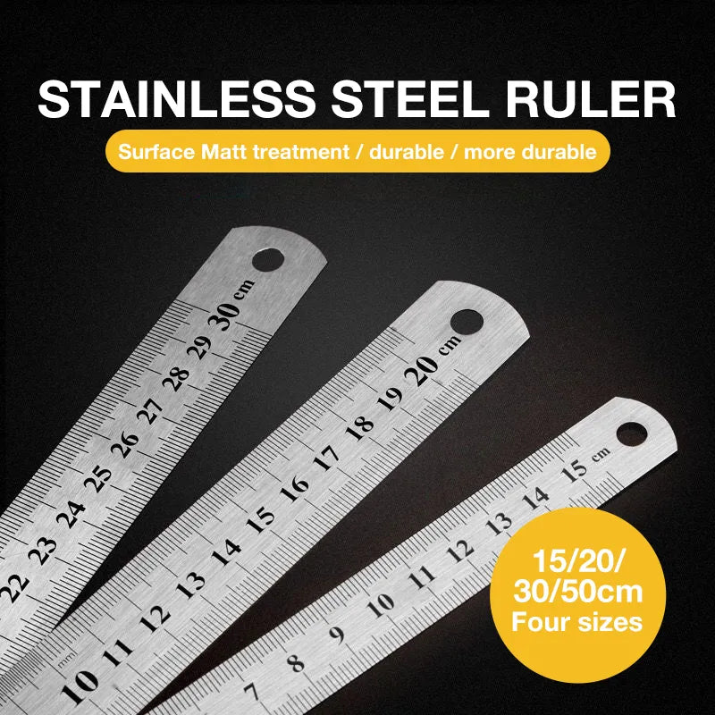 Stainless Steel Rule 15cm/20cm/30cm/50cm Double Side Scale Stainless S