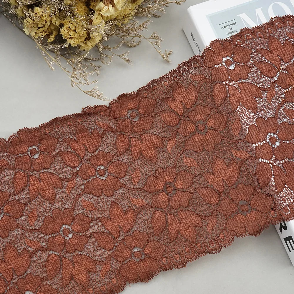 1 Meter Wide Elastic Lace 16cm - Stretchy Floral Embroidered Lace for Clothing & Skirts
