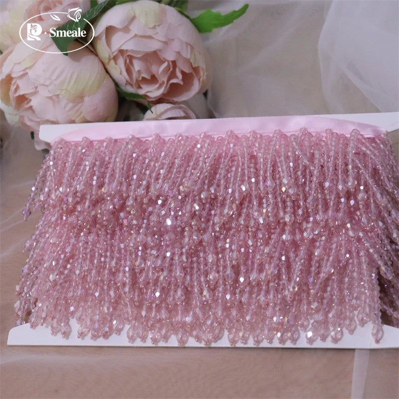 Crystal Tassels Beaded Lace Trim - 1-9 Yards Luxury Hanging Bead Fringe for Clothing & Decor