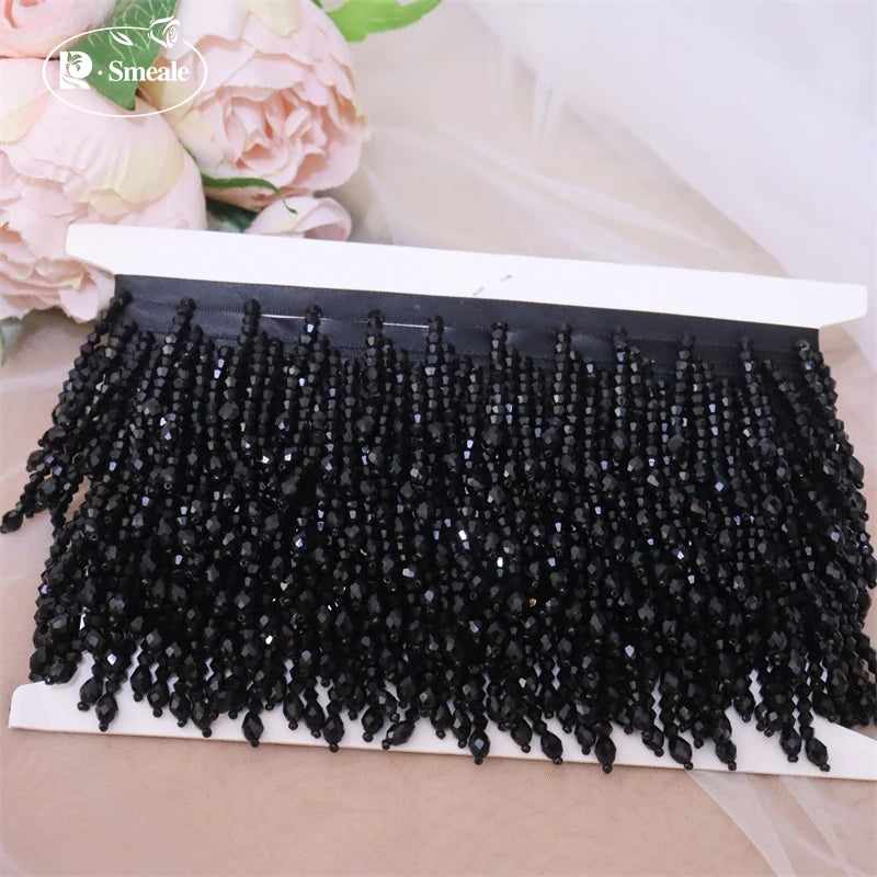 Crystal Tassels Beaded Lace Trim - 1-9 Yards Luxury Hanging Bead Fringe for Clothing & Decor