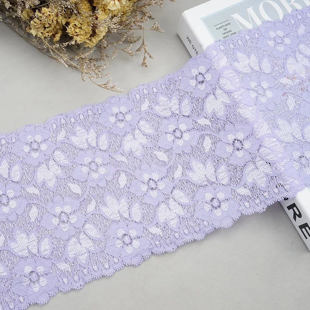 1 Meter Wide Elastic Lace 16cm - Stretchy Floral Embroidered Lace for Clothing & Skirts