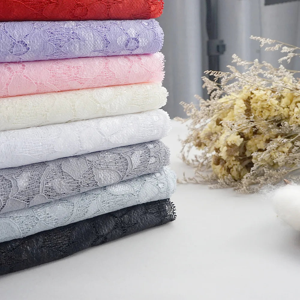 1 Meter Wide Elastic Lace 16cm - Stretchy Floral Embroidered Lace for Clothing & Skirts