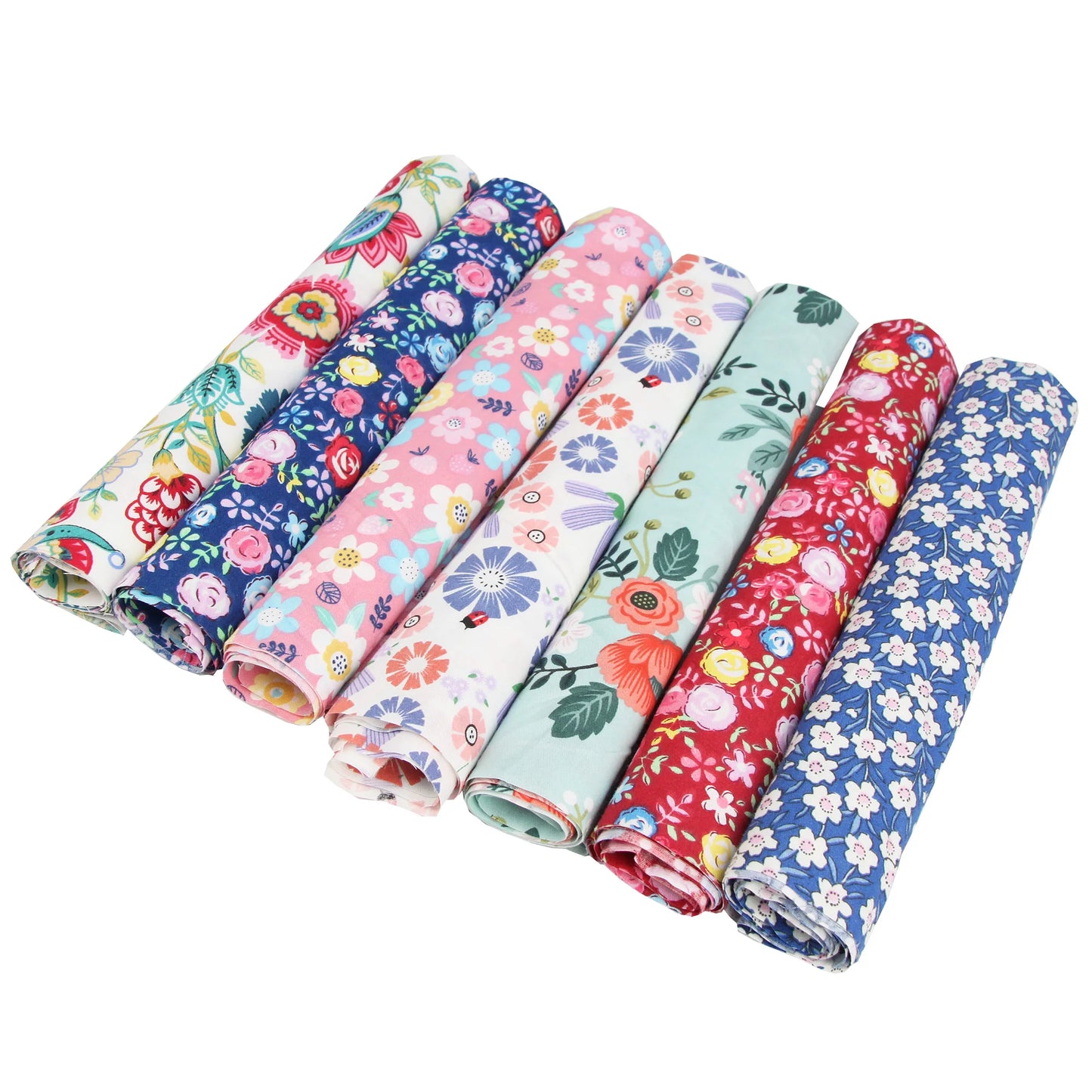 7-Pack Cotton Fabric Squares - Fat Quarters/Charm Packs for Quilting & Patchwork