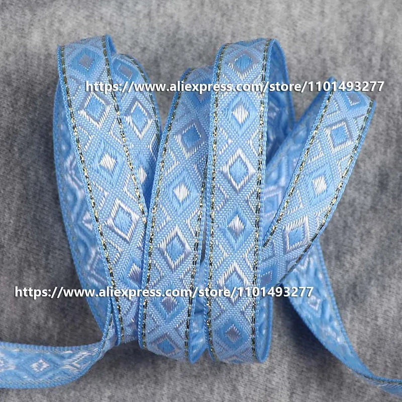 12mm Vintage Ethnic Embroidery Jacquard Ribbon - Decorative Webbing Tape for Bags & Clothing