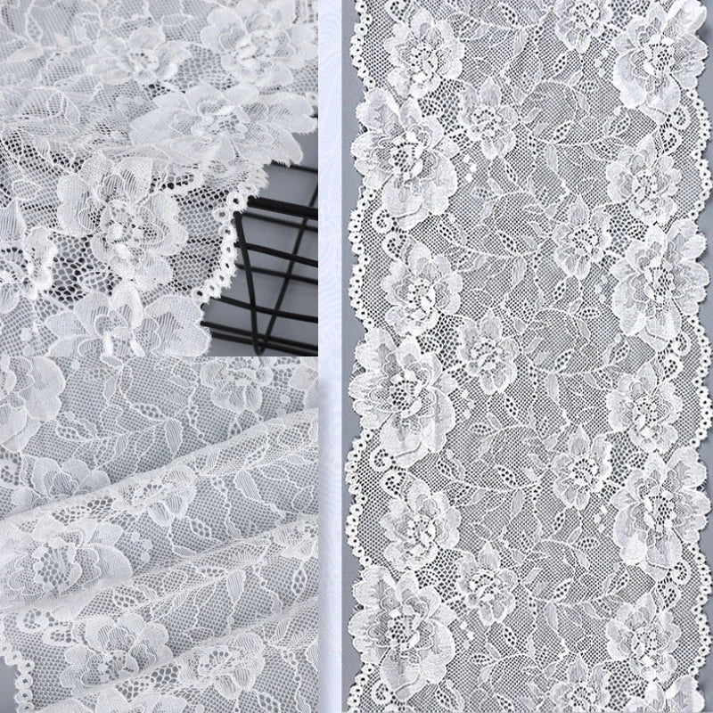 3 Yards Wide Elastic Lace Fabric 20cm - Stretchy Lace for Lingerie