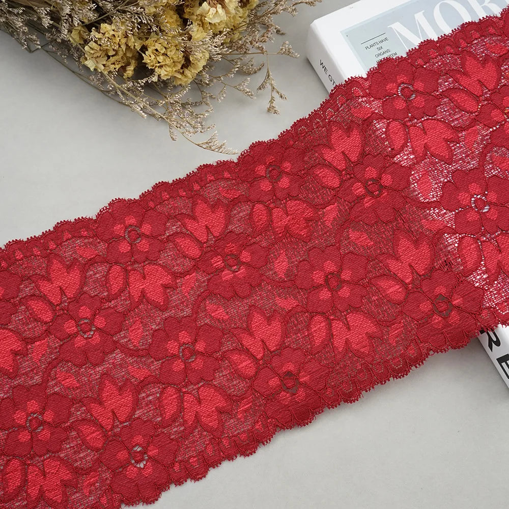 1 Meter Wide Elastic Lace 16cm - Stretchy Floral Embroidered Lace for Clothing & Skirts