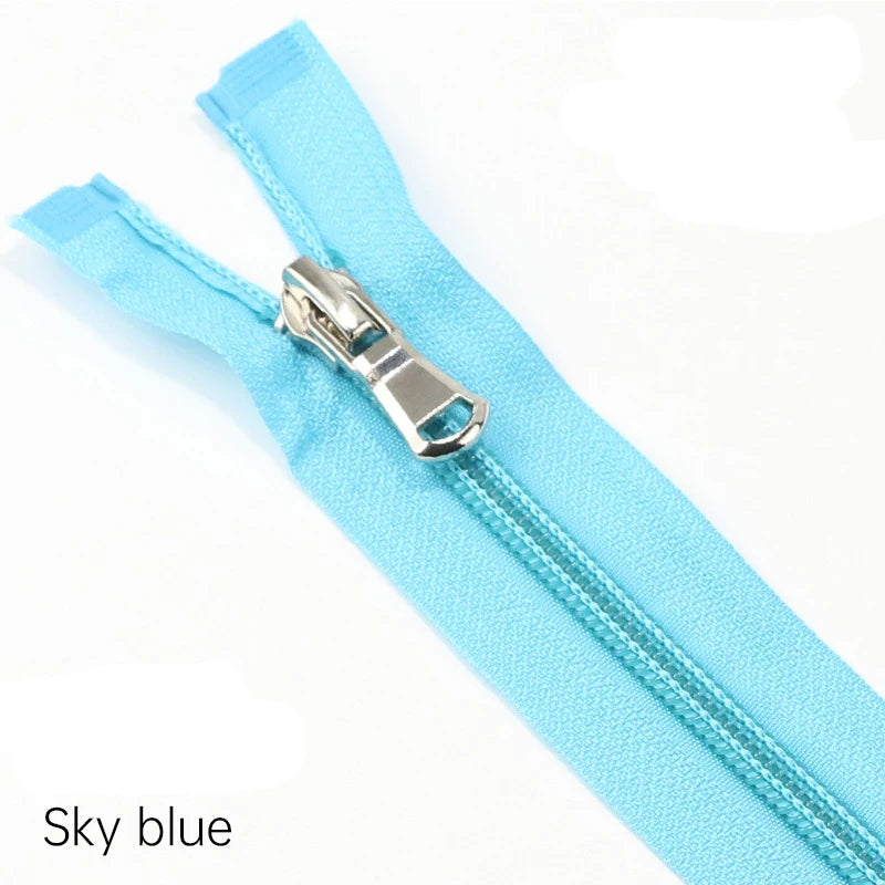 5-Pack Nylon Open-End Zippers - 40-80cm Lightweight Zippers for Jackets & Garments