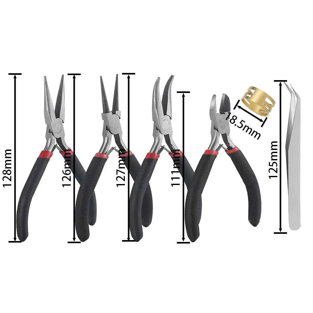 Portable Jewelry Pliers Tool Kit - Needle Nose, Round Nose & Tweezers for Jewelry Making