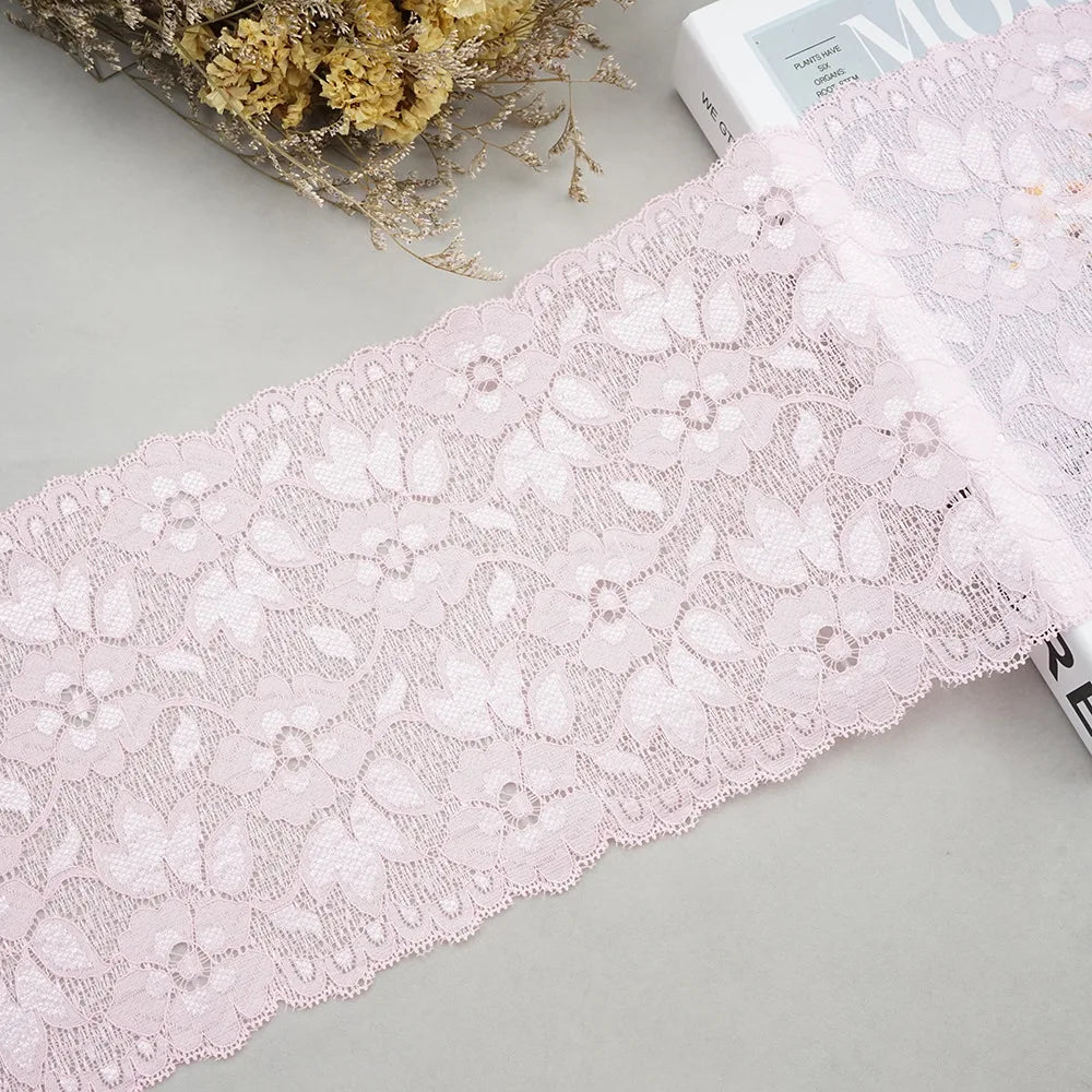 1 Meter Wide Elastic Lace 16cm - Stretchy Floral Embroidered Lace for Clothing & Skirts
