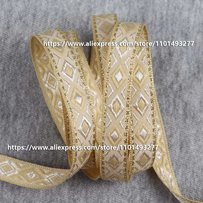 12mm Vintage Ethnic Embroidery Jacquard Ribbon - Decorative Webbing Tape for Bags & Clothing