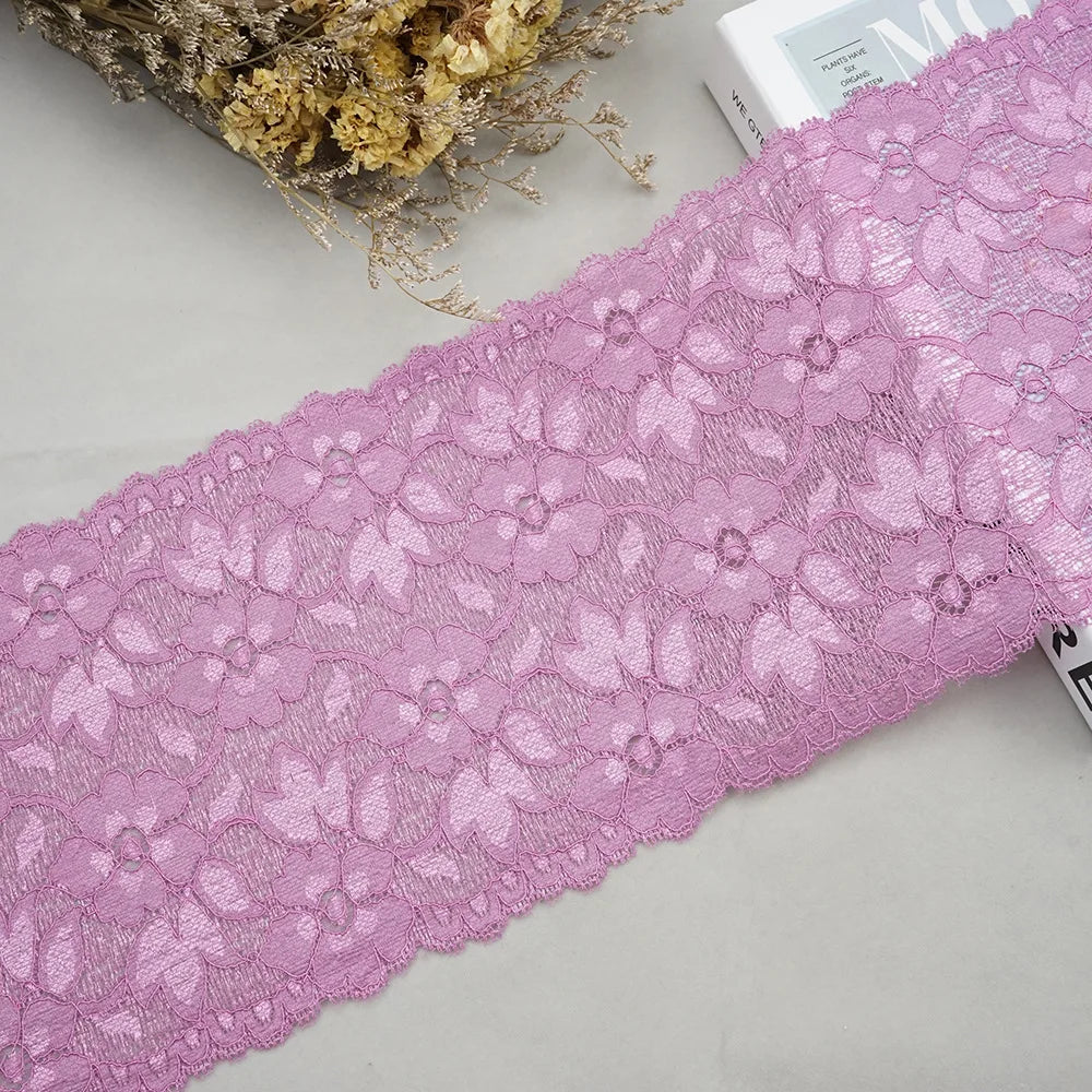 1 Meter Wide Elastic Lace 16cm - Stretchy Floral Embroidered Lace for Clothing & Skirts