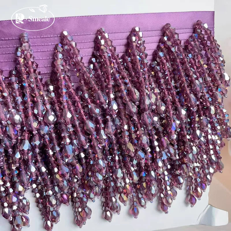 Crystal Tassels Beaded Lace Trim - 1-9 Yards Luxury Hanging Bead Fringe for Clothing & Decor